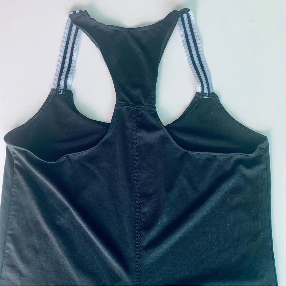 🎉HP!🎉 ADIDAS RETRO VINTAGE Y2K WOMENS CLIMALITE BLACK WHITE RACERBACK TANK TOP - Picture 3 of 7